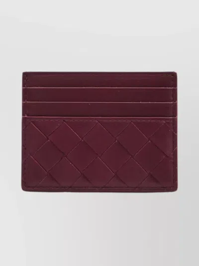 Bottega Veneta Womens Intrecciato Leather Card Holder Barolo-gold