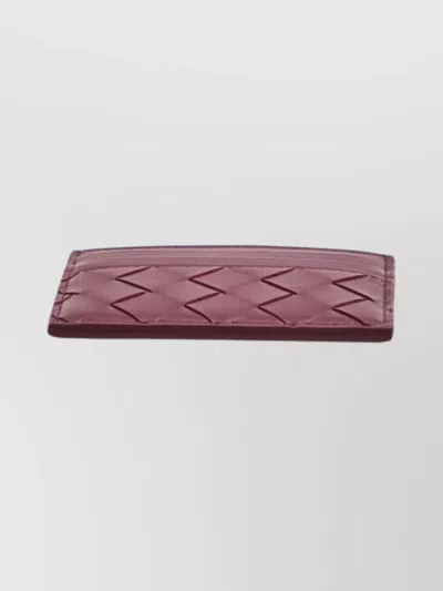 Bottega Veneta Womens Intrecciato Leather Card Holder Barolo-gold