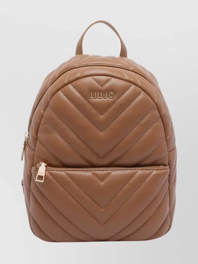 Liu •jo Versatile Quilted Backpack Featuring Multiple Pockets In Brown