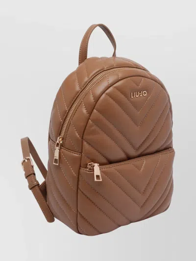 Liu •jo Versatile Quilted Backpack Featuring Multiple Pockets In Brown