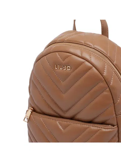 Liu •jo Versatile Quilted Backpack Featuring Multiple Pockets In Brown