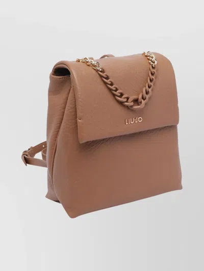 Liu •jo Versatile Chain Handle Backpack Collection In Brown