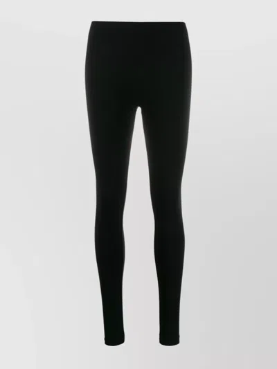 Wolford Ribbed Seamless Leggings Elastic Waistband In Black