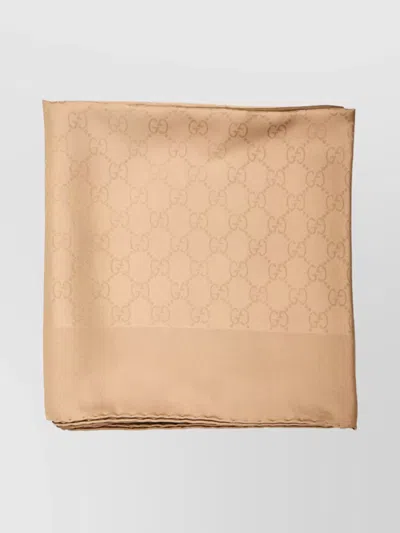 Gucci Silk Carré With All-over Monogram Print In Brown