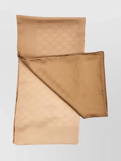 Gucci Silk Carré With All-over Monogram Print In Brown
