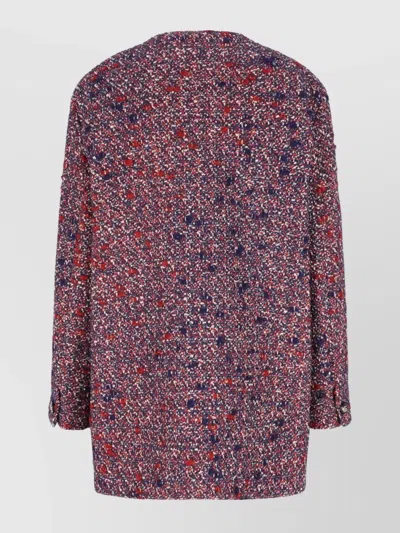 Gucci Multicolor Crewneck Jacket With Gg Logo On The Buttons In Wool Blend Woman In Multi