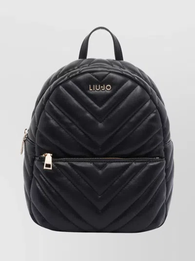 Liu •jo Stylish Quilted Backpack Multiple Pockets In Black