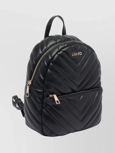 Liu •jo Stylish Quilted Backpack Multiple Pockets In Black
