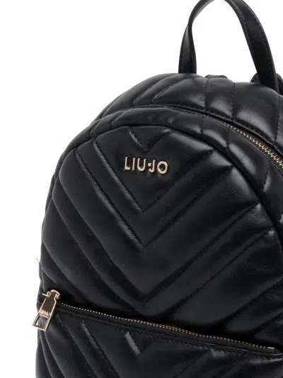 Liu •jo Stylish Quilted Backpack Multiple Pockets In Black