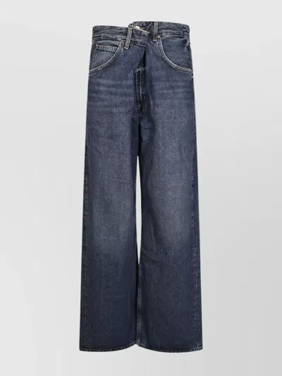 Agolde Wide Leg Jeans With Back And Front Pockets In Blue