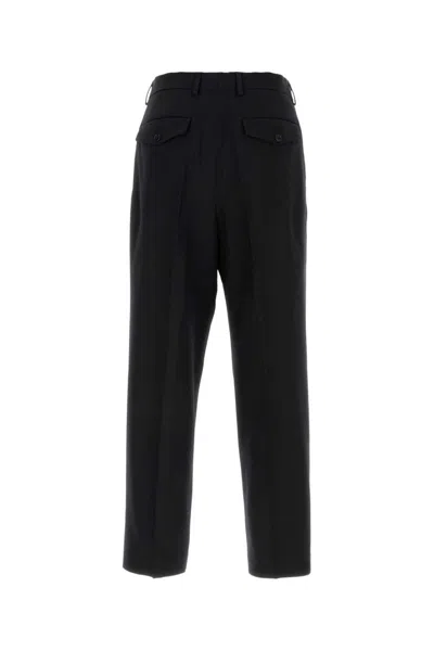 Dries Van Noten Wide Wool Blend Gabardine Pants In Black