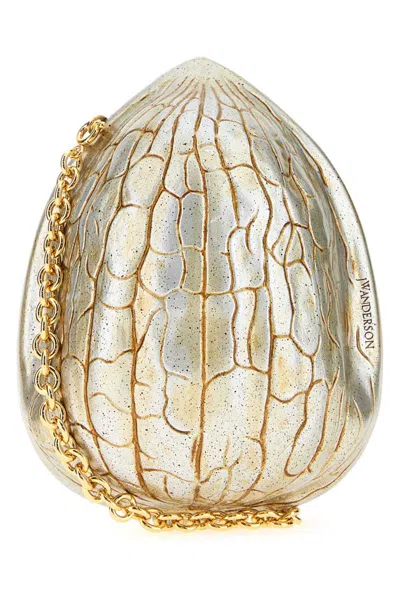 Jw Anderson Two-tone Resin Walnut Clutch In Silver