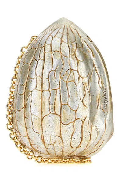 Jw Anderson Two-tone Resin Walnut Clutch In Silver