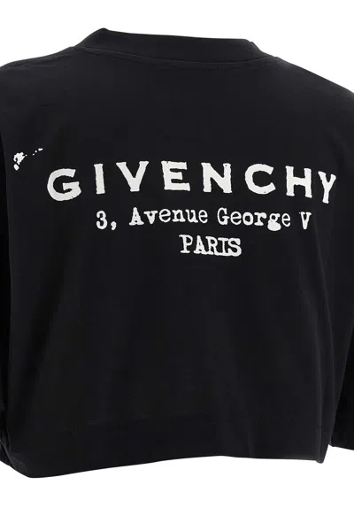 Givenchy Cropped Cotton T-shirt Stamp Print In Black