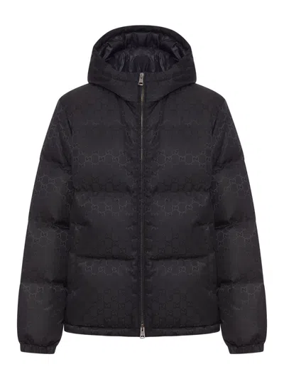 Gucci Down Jacket With Hood And Elastic Cuffs In Black