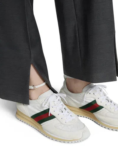 Gucci Motion Sneaker With Adjustable Ankle Strap In White