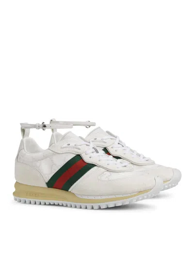 Gucci Motion Sneaker With Adjustable Ankle Strap In White