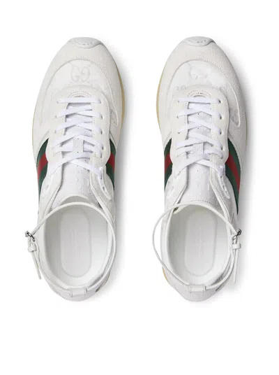 Gucci Motion Sneaker With Adjustable Ankle Strap In White
