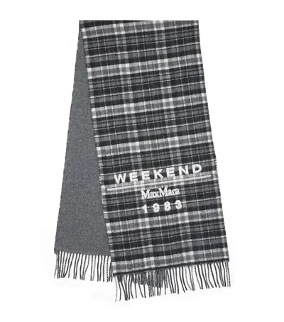 Weekend Max Mara Wool-blend Check Stole Scarf In Black