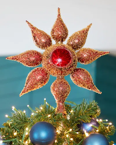 Neiman Marcus Red Star Christmas Tree Topper In Red