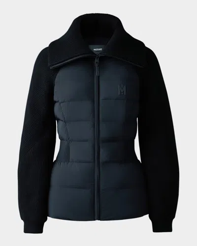 Mackage Foxy Light Down Mixed Media Jacket In Blue