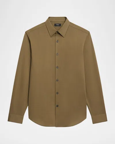 Theory Sylvain Nd Structure Knit Button-up Shirt In Green