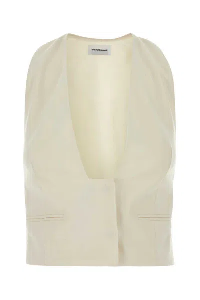The Andamane Stretch Gabardine Sleeveless Deep V-neck Vest In White