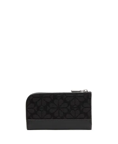 Kate Spade Devin Spade Flower Jacquard Small Bifold Wallet In Black