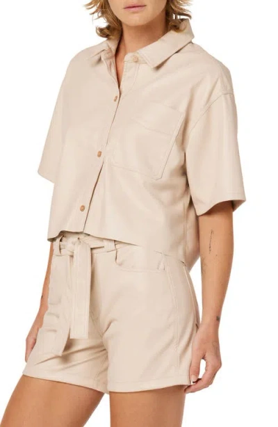 Hudson Oversized Cropped Button Down Shirt In Neutral