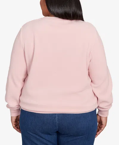 Alfred Dunner Women's Classic Embellished Crew Neck Anti-pill Top In Pink