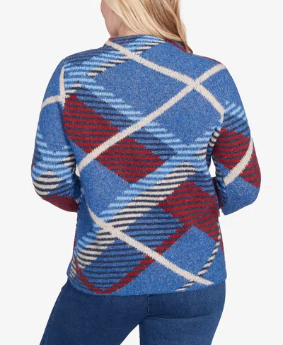 Alfred Dunner Petite Sunset Canyon Exploded Plaid Mock Neck Sweater In Multi