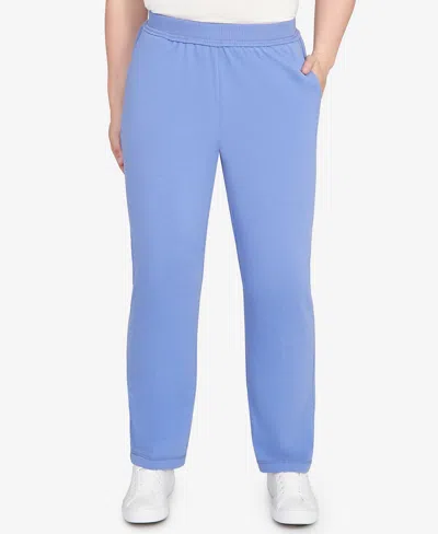Alfred Dunner Petite Casual Vibe Cozy Short Length Slant Pocket Pants In Blue