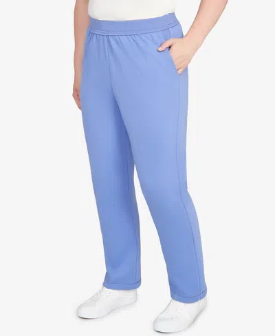 Alfred Dunner Petite Casual Vibe Cozy Short Length Slant Pocket Pants In Blue