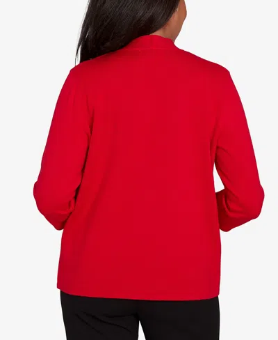 Alfred Dunner Petite Jet Setter Geometric Inner Two In One Sweater In Red