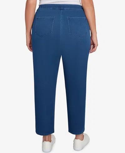 Alfred Dunner Plus Size Sunset Canyon Denim Knit Short Length Split Hem Jeans In Blue