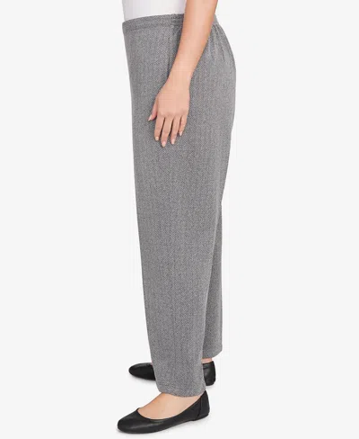 Alfred Dunner Plus Size Jet Setter Herringbone Knit Medium Length Pants In Gray