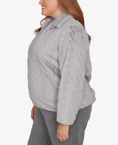 Alfred Dunner Plus Size Jet Setter Sculpted Zip Up Jacket In Gray