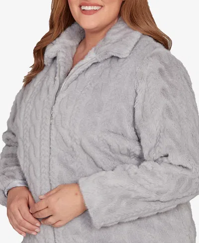 Alfred Dunner Plus Size Jet Setter Sculpted Zip Up Jacket In Gray