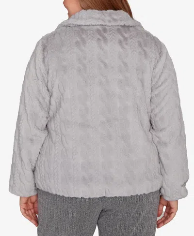Alfred Dunner Plus Size Jet Setter Sculpted Zip Up Jacket In Gray