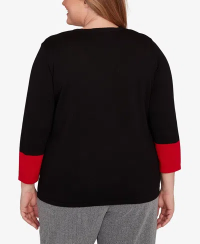 Alfred Dunner Plus Size Jet Setter Zebra Colorblock Long Sleeve Sweater In Multi