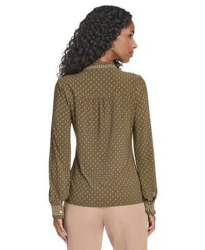 Tommy Hilfiger Women's Foulard Ruffle Button-up Top In Green