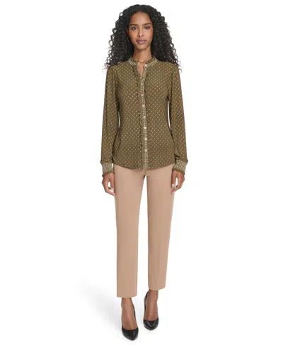 Tommy Hilfiger Women's Foulard Ruffle Button-up Top In Green