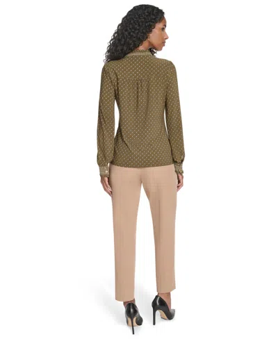 Tommy Hilfiger Women's Foulard Ruffle Button-up Top In Green