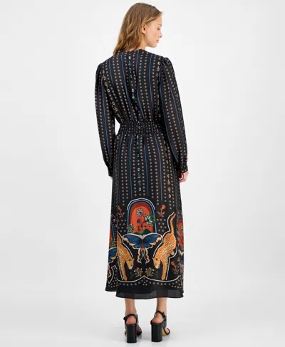 T Tahari Printed Midi Dress In Black
