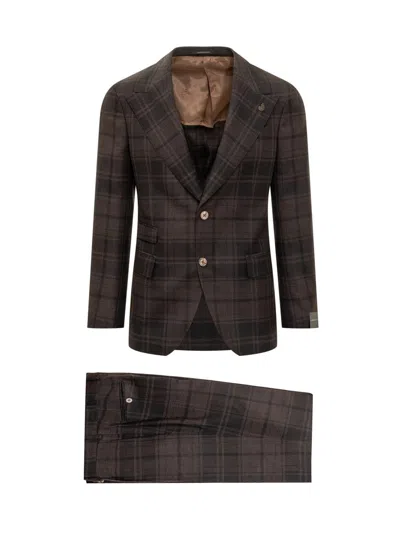 Gabriele Pasini Check-pattern Single-breasted Suit In Brown