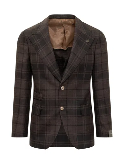 Gabriele Pasini Check-pattern Single-breasted Suit In Brown
