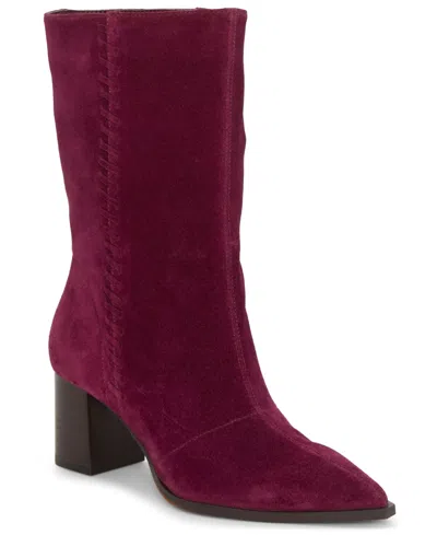 Vince Camuto Lorrys Whipstitch Block Heel Boot In Burgundy