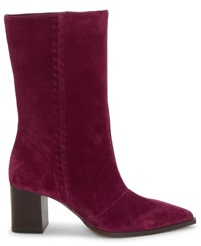Vince Camuto Lorrys Whipstitch Block Heel Boot In Burgundy