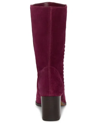 Vince Camuto Lorrys Whipstitch Block Heel Boot In Burgundy
