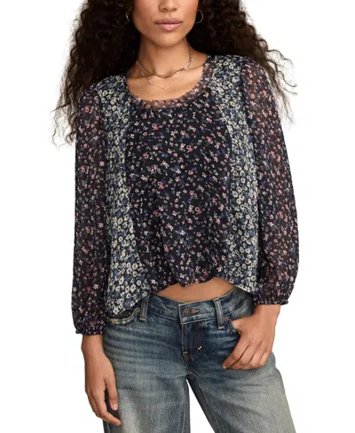 Lucky Brand Mixed Print Swing Top In Blue